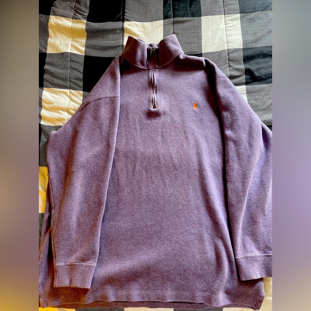 Polo Ralph Lauren Lavender Men’s Quarter Zip Pullover Sweater Sweatshirt 2XLT